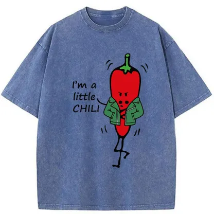 Tokyo-Tiger Little Chili Funny Washed T-Shirt