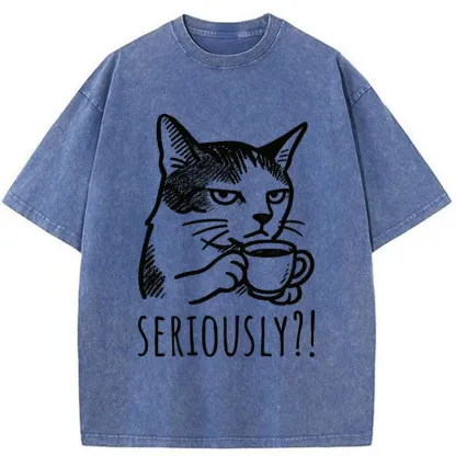 Tokyo-Tiger Cat's Suspicion Washed T-Shirt