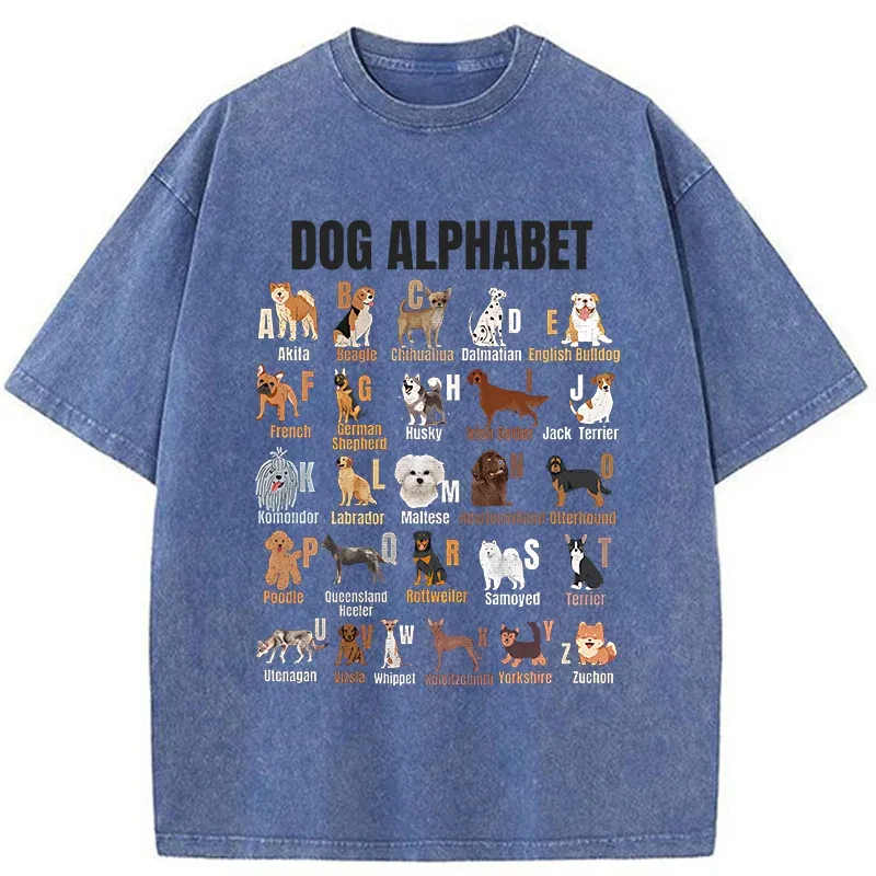 Tokyo-Tiger Alphabet For Dogs Washed T-Shirt