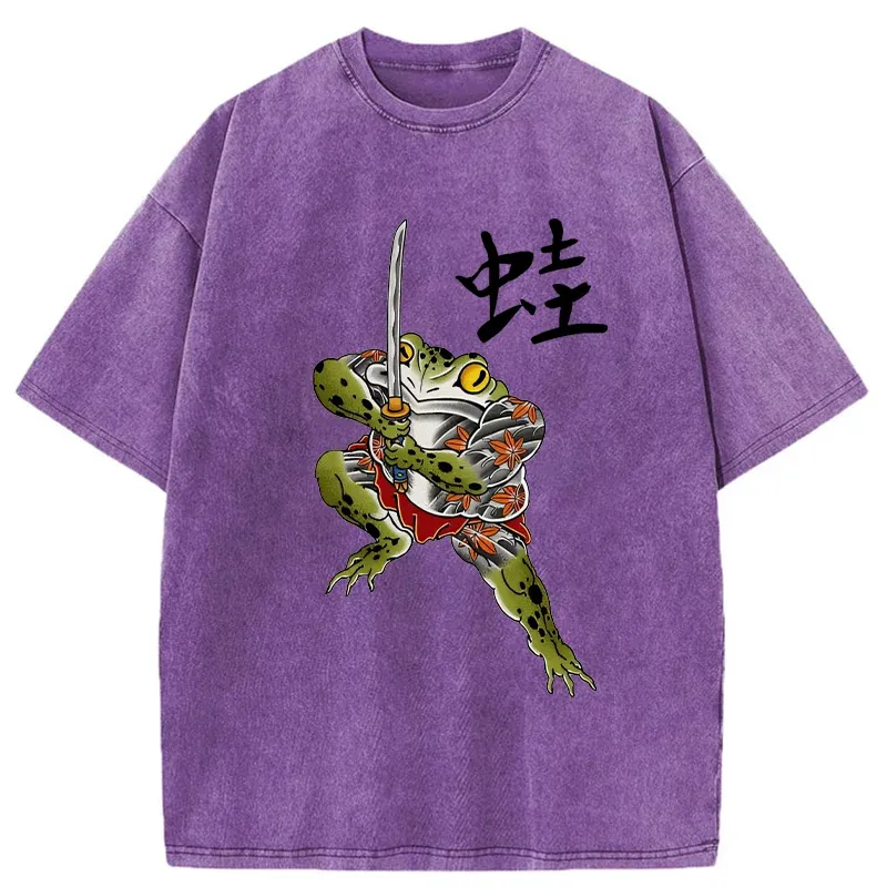Tokyo-Tiger Scary Frog Samurai Washed T-Shirt