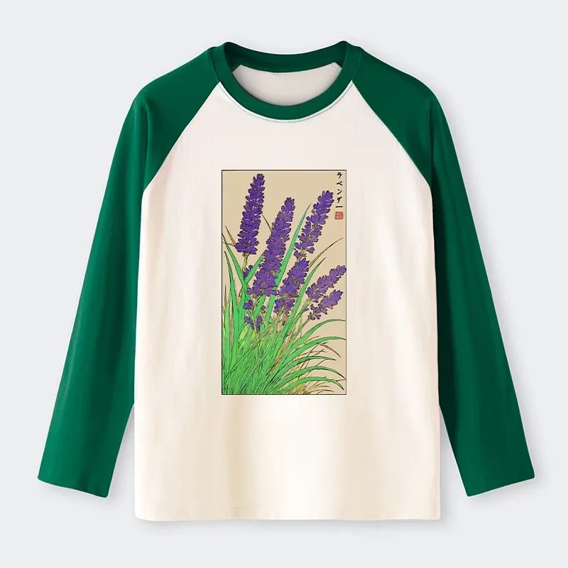 Tokyo-Tiger Japanese Lavender Raglan Long Sleeve T-shirt