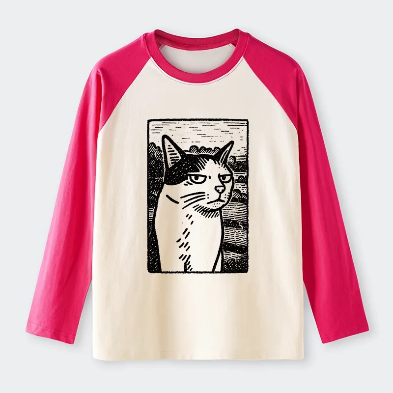 Tokyo-Tiger Cat's Hateful Eyes Raglan Long Sleeve T-shirt