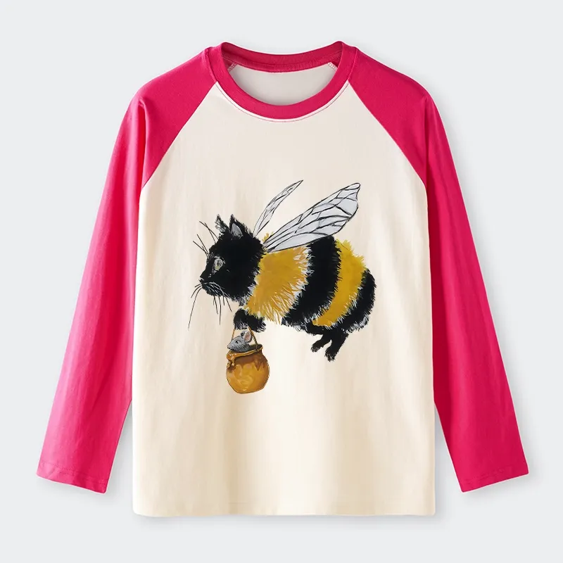 Tokyo-Tiger Catbee Funny Raglan Long Sleeve T-shirt