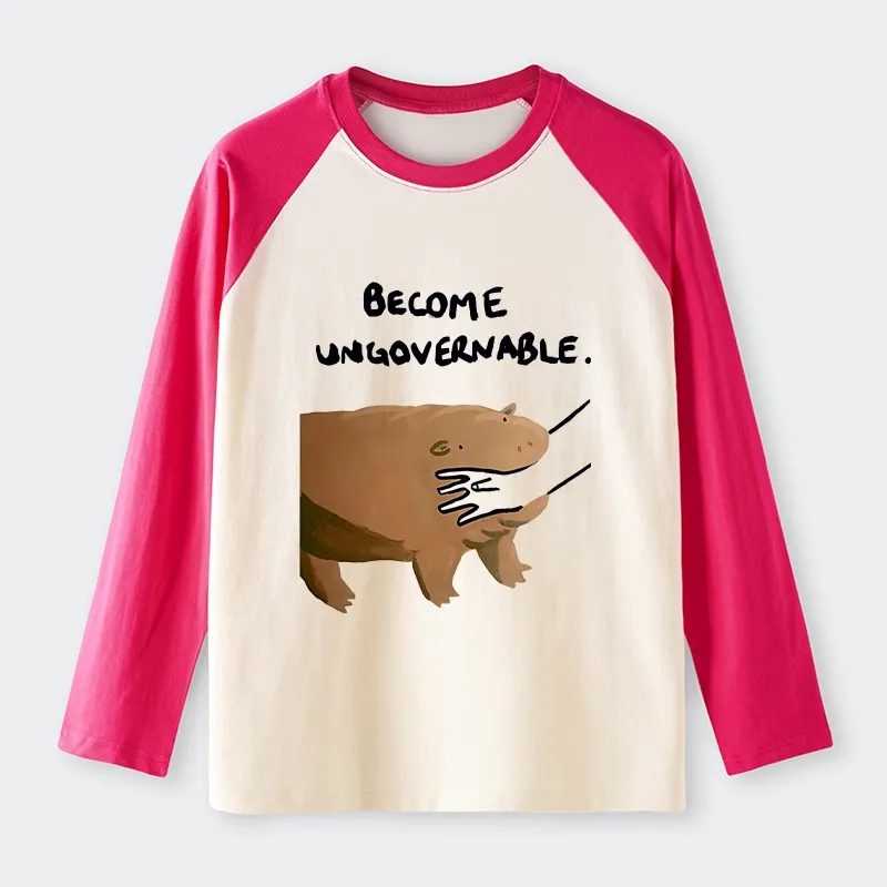 Tokyo-Tiger Moo Deng Bites Someone's Arm Raglan Long Sleeve T-shirt