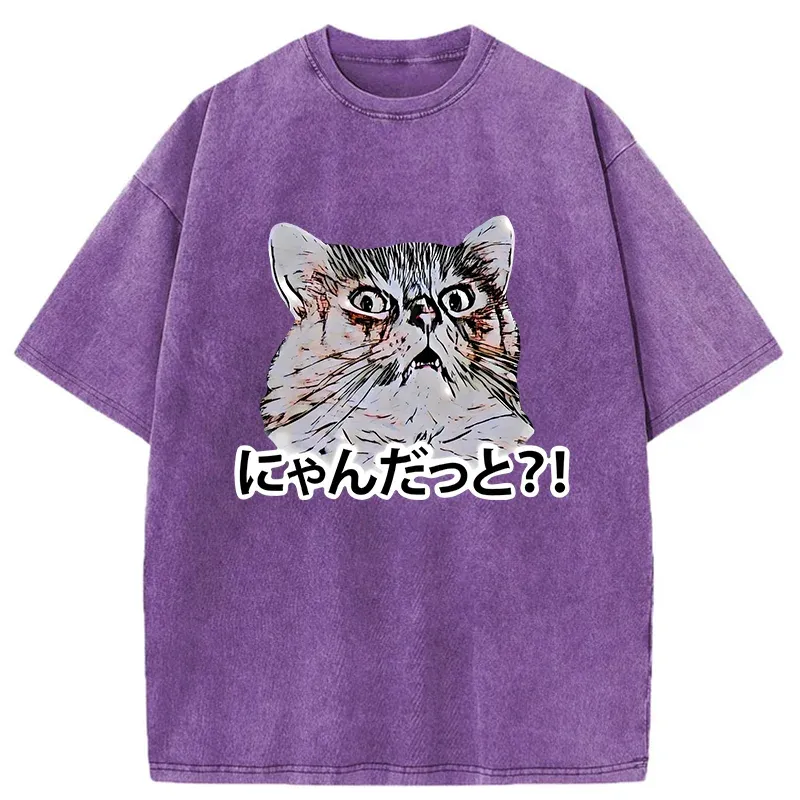 Tokyo-Tiger Angry Japanese Cat Washed T-Shirt