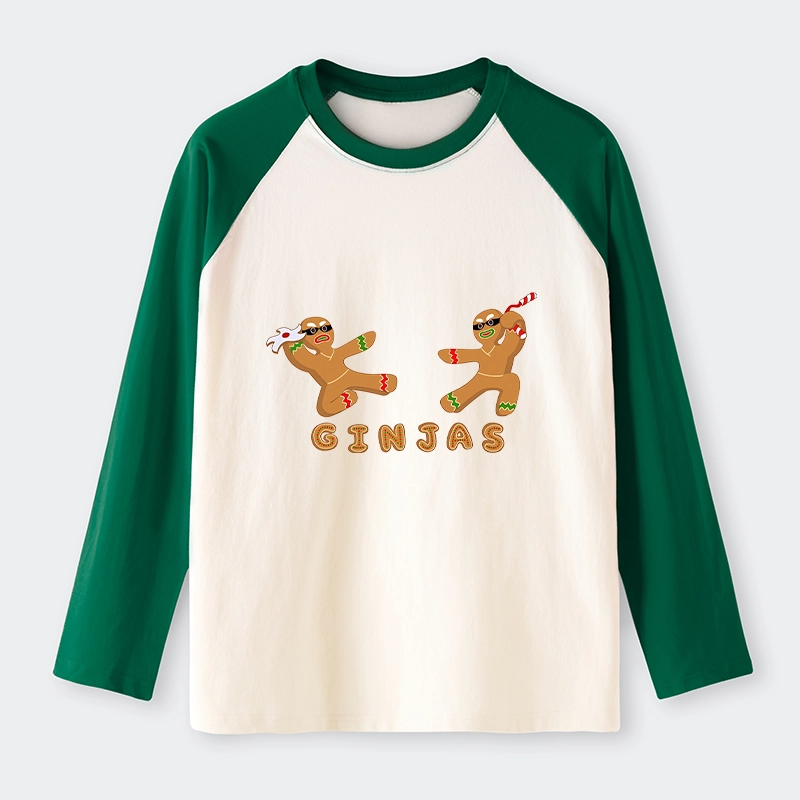 Tokyo-Tiger Gingerbread Ninja Raglan Long Sleeve T-shirt