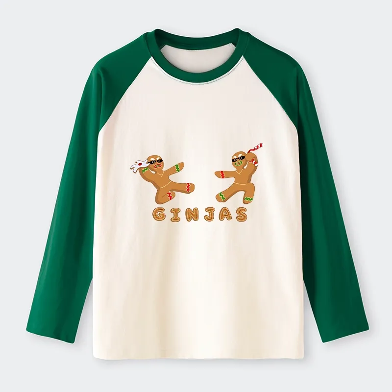 Tokyo-Tiger Gingerbread Ninja Raglan Long Sleeve T-shirt