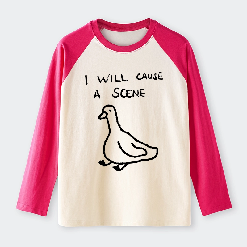 Tokyo-Tiger Stupid Goose Funny Japan Retro Raglan Long Sleeve T-shirt