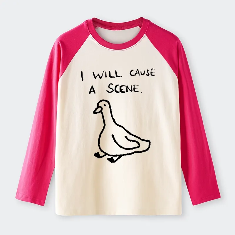 Tokyo-Tiger Stupid Goose Funny Japan Retro Raglan Long Sleeve T-shirt