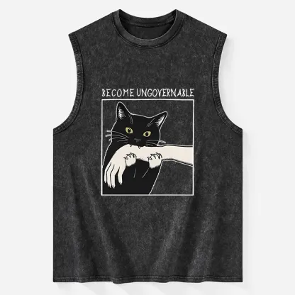 Tokyo-Tiger Black Cat Biting Washed Tank