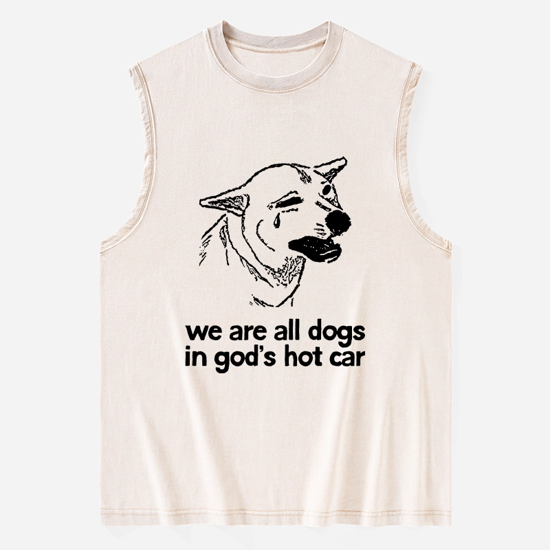 Tokyo-Tiger Sad Dog Funny Washed Tank