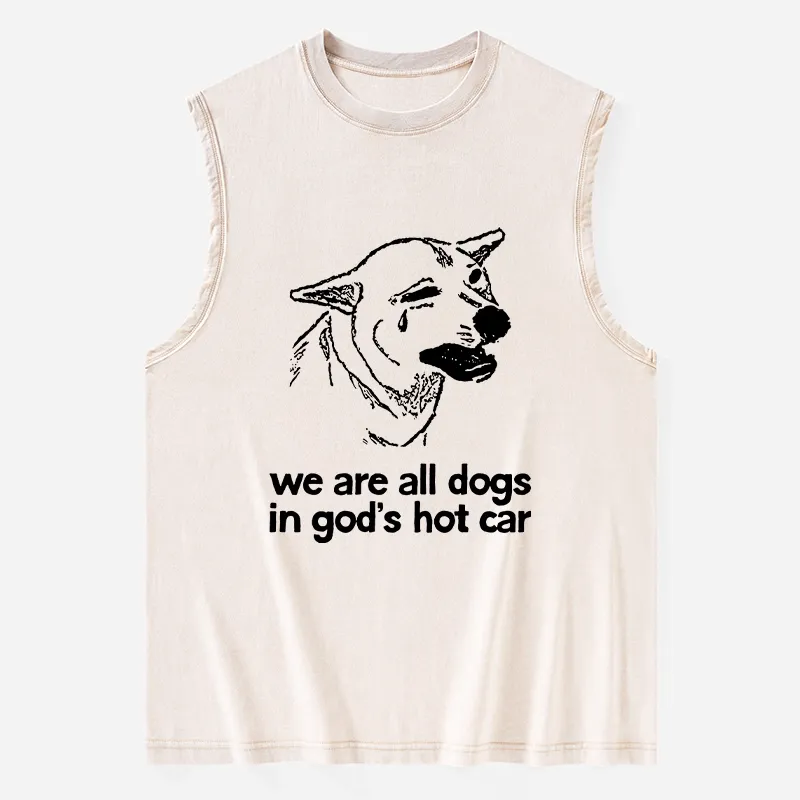 Tokyo-Tiger Sad Dog Funny Washed Tank