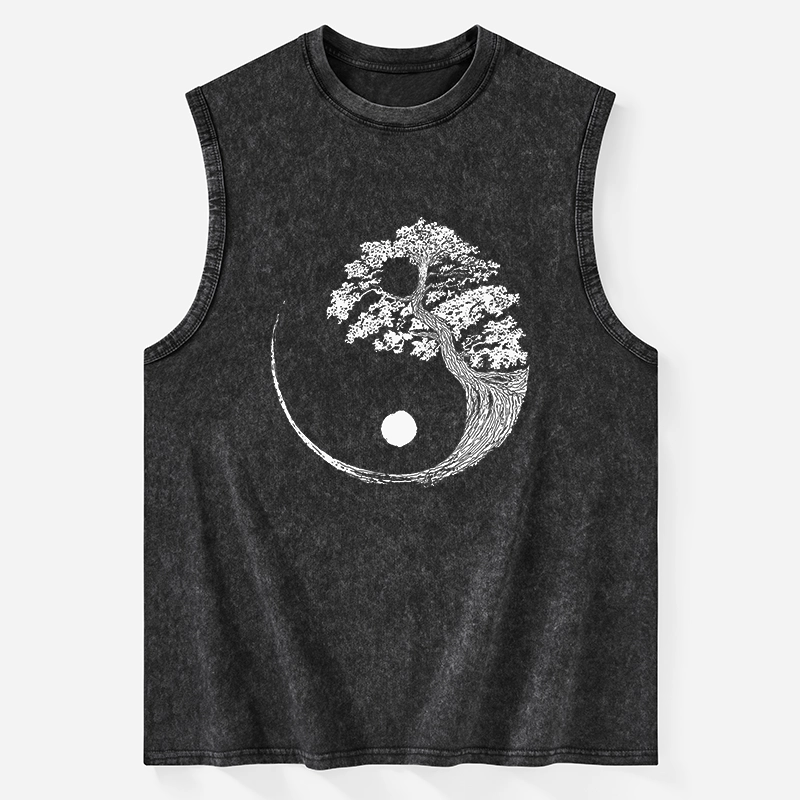 Tokyo-Tiger Yin-Yang Tai Chi Tree Washed Tank