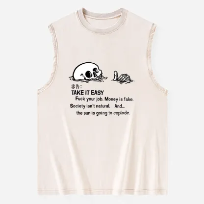 Tokyo-Tiger Skeleton Ridicule Washed Tank