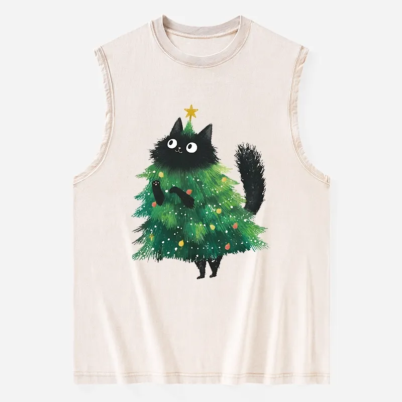 Tokyo-Tiger Christmas Tree Cat Japan Washed Tank