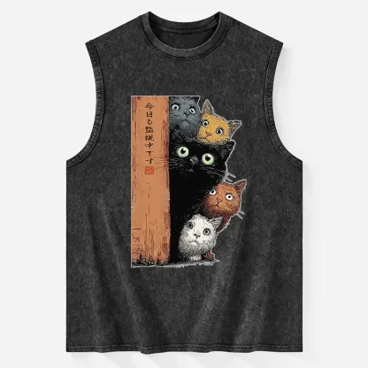 Tokyo-Tiger Five Cats Are Watching You Washed Tank