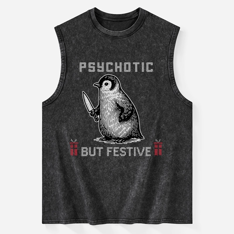 Tokyo-Tiger Overstimulated but Festive Christmas Washed Tank