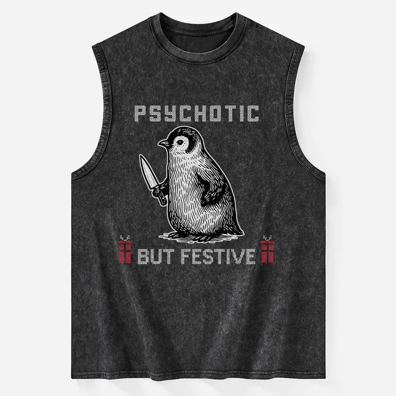 Tokyo-Tiger Overstimulated but Festive Christmas Washed Tank