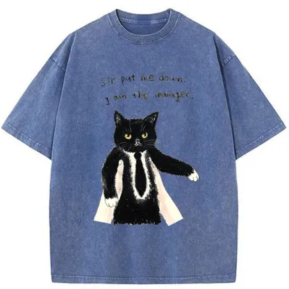 Tokyo-Tiger Cat Manager Funny Washed T-Shirt