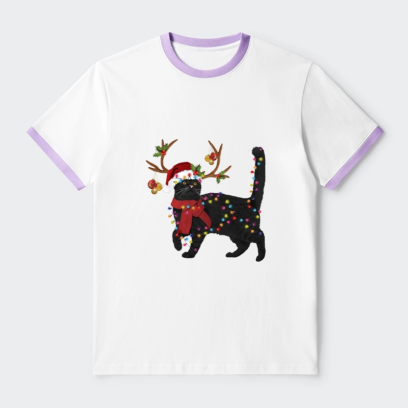 Tokyo-Tiger Christmas Black Cat Trim T-Shirt