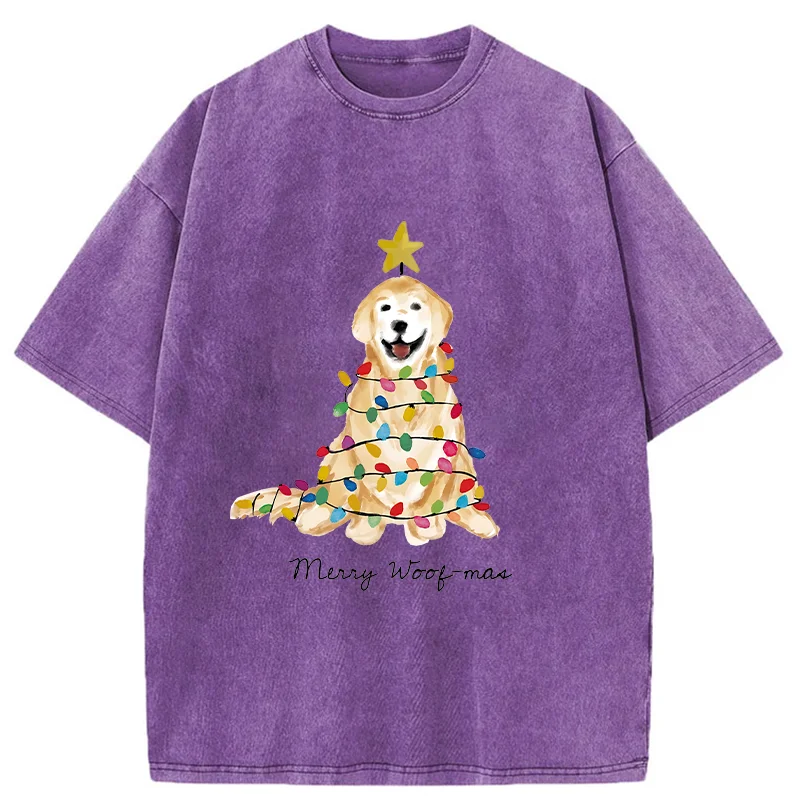 Tokyo-Tiger Christmas Tree Dog Washed T-Shirt