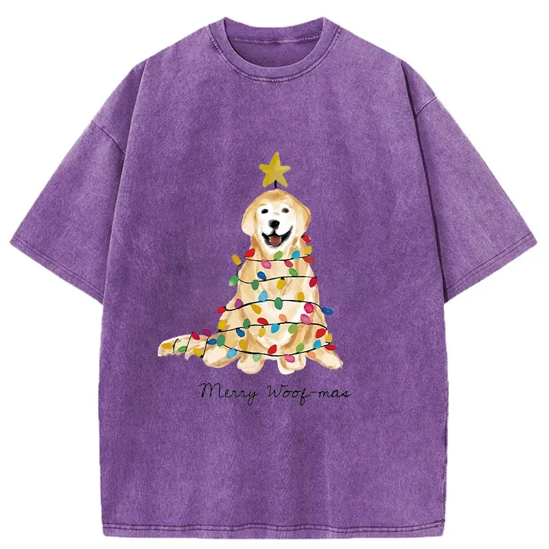 Tokyo-Tiger Christmas Tree Dog Washed T-Shirt