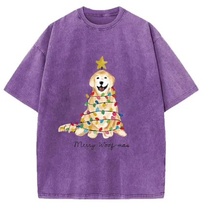 Tokyo-Tiger Christmas Tree Dog Washed T-Shirt