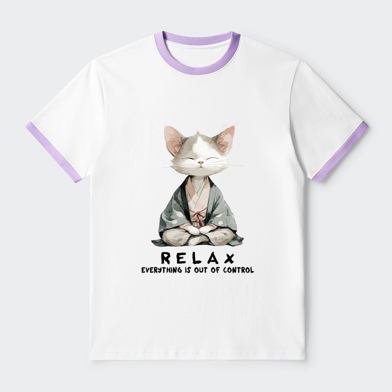 Tokyo-Tiger Zen Cat Relaxation，Everything's Out Of Control Trim T-Shirt