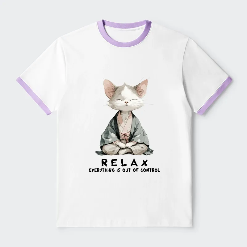 Tokyo-Tiger Zen Cat Relaxation，Everything's Out Of Control Trim T-Shirt
