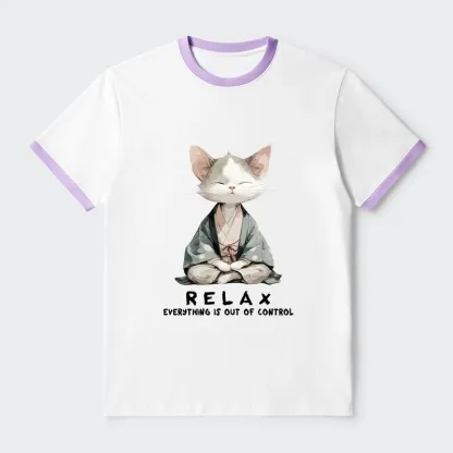 Tokyo-Tiger Zen Cat Relaxation，Everything's Out Of Control Trim T-Shirt