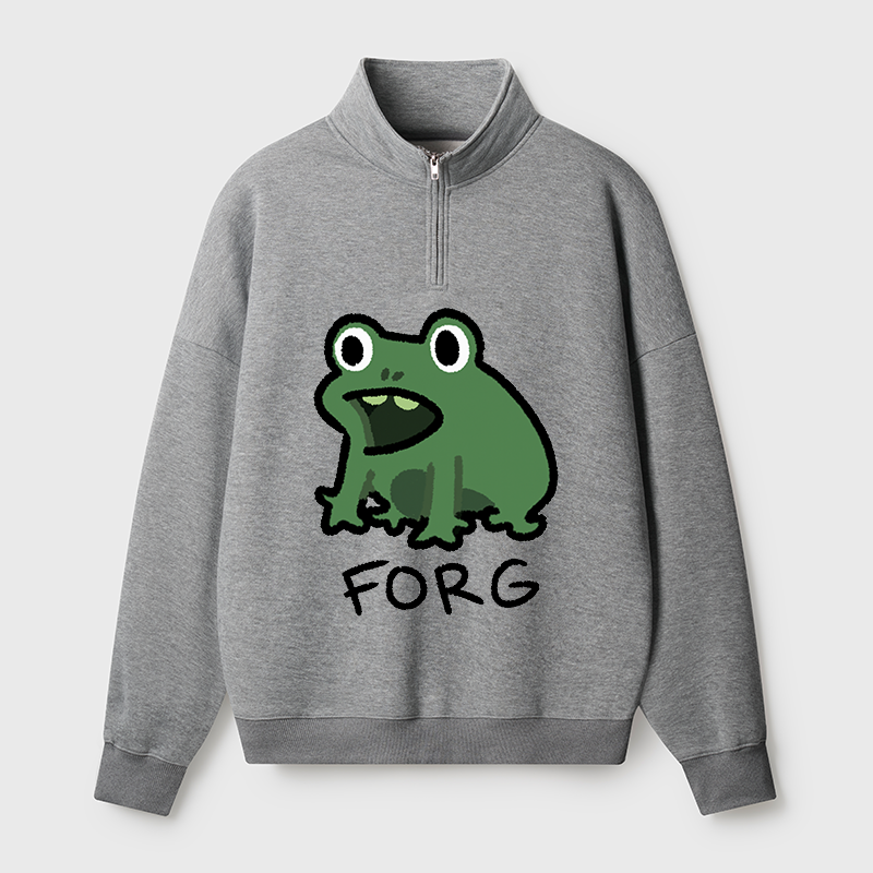 Tokyo-Tiger Funny Forg Japan Half Zip Fleece Sweatshirt