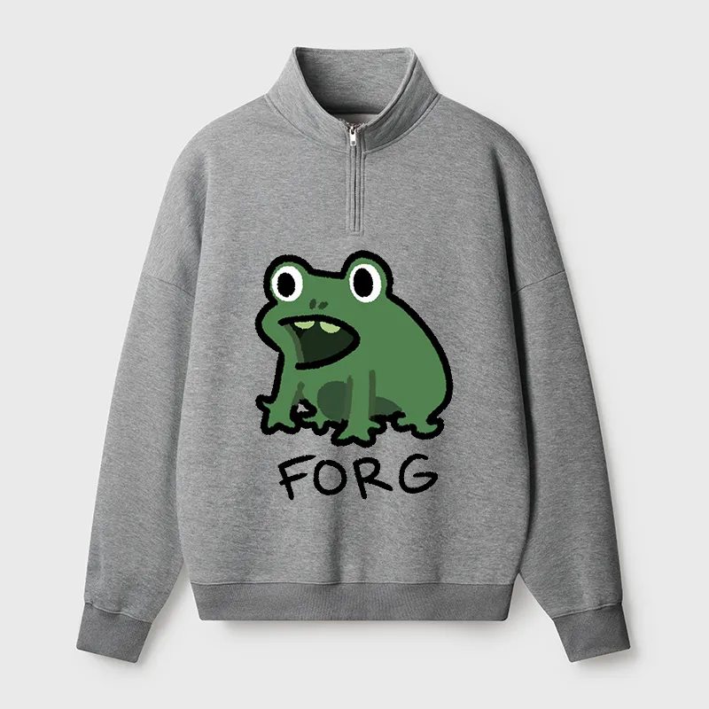 Tokyo-Tiger Funny Forg Japan Half Zip Fleece Sweatshirt