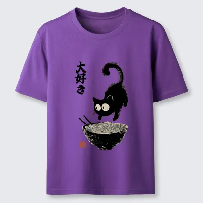 Tokyo-Tiger Retro Cat Eats Delicious Ramen Classic T-Shirt