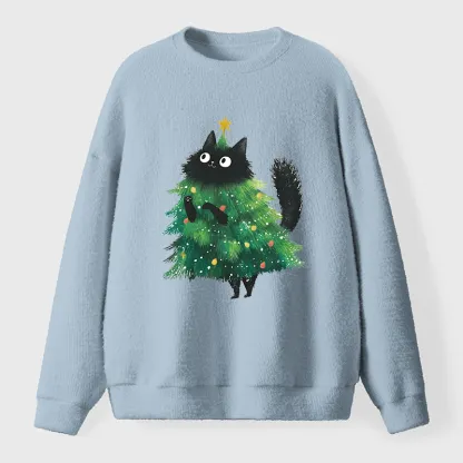 Tokyo-Tiger Christmas Tree Cat Japan Fuzzy Sweatshirt