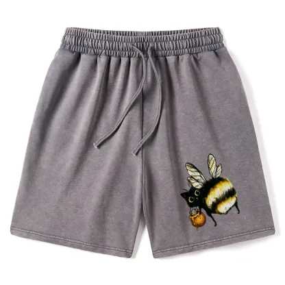 Tokyo-Tiger Cute Catbee Butt Washed Shorts