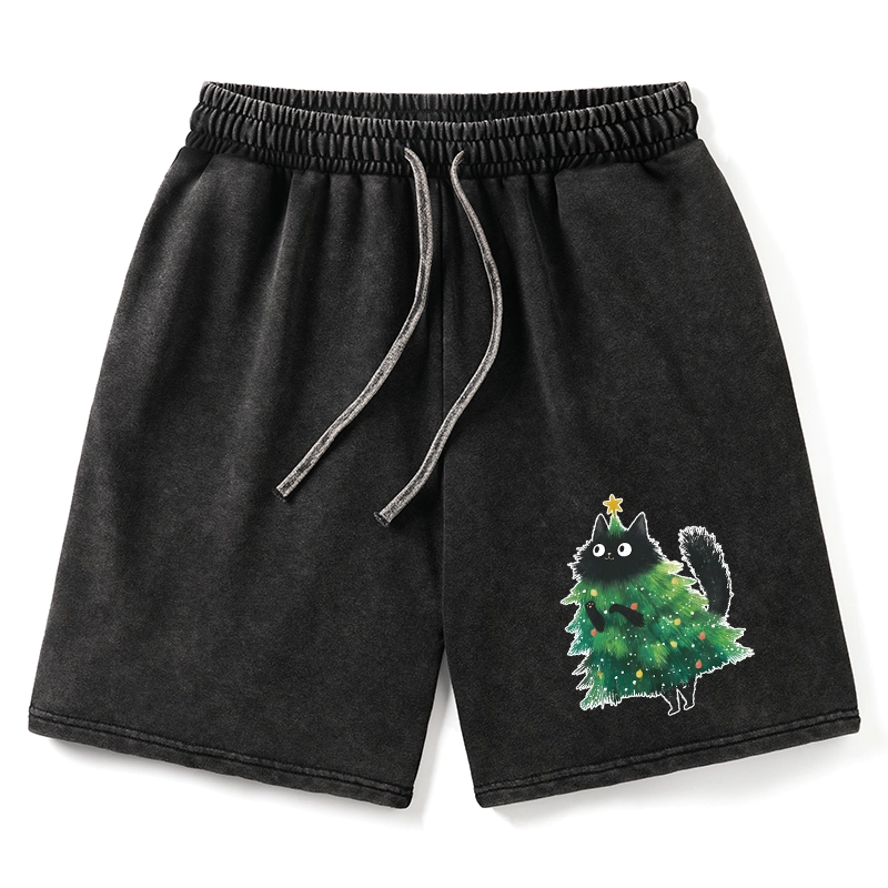 Tokyo-Tiger Christmas Tree Cat Japan Washed Shorts