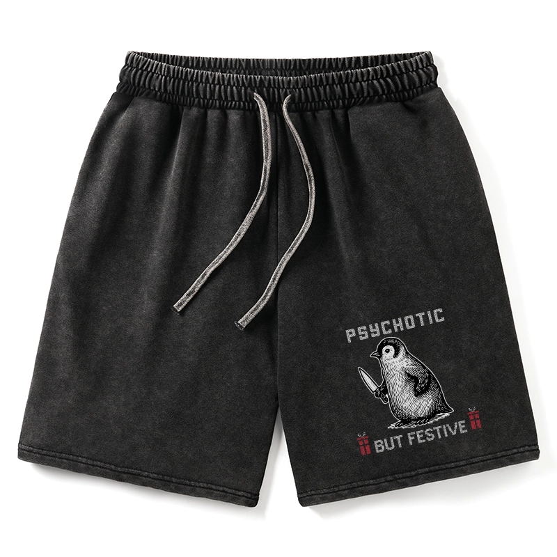 Tokyo-Tiger Overstimulated but Festive Christmas Washed Shorts