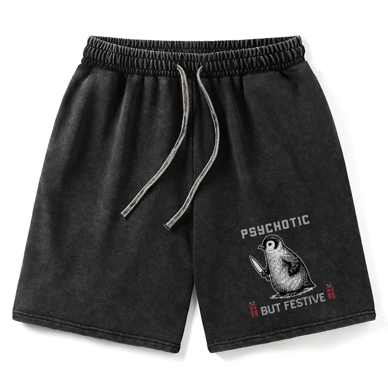 Tokyo-Tiger Overstimulated but Festive Christmas Washed Shorts