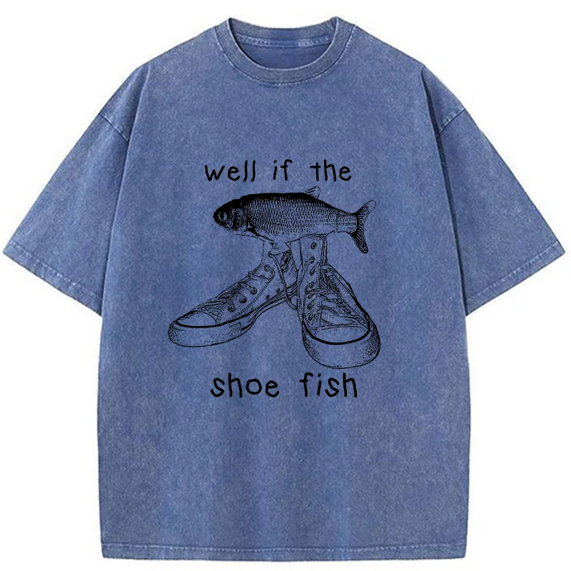 Tokyo-Tiger Funny Shoe Fish Washed T-Shirt