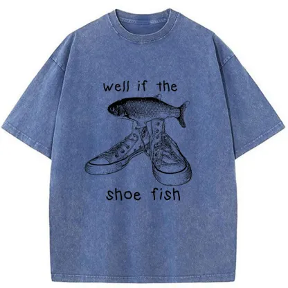 Tokyo-Tiger Funny Shoe Fish Washed T-Shirt
