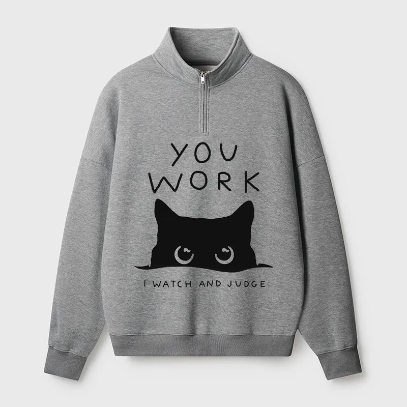 Tokyo-Tiger A Cat That Spies Half Zip Fleece Sweatshirt