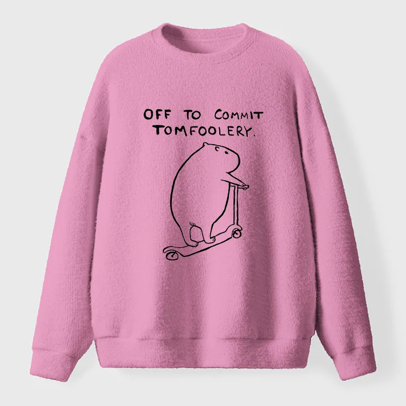 Tokyo-Tiger Capybara Is Ready To Do Something Bad Fuzzy Sweatshirt