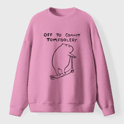 Tokyo-Tiger Capybara Is Ready To Do Something Bad Fuzzy Sweatshirt