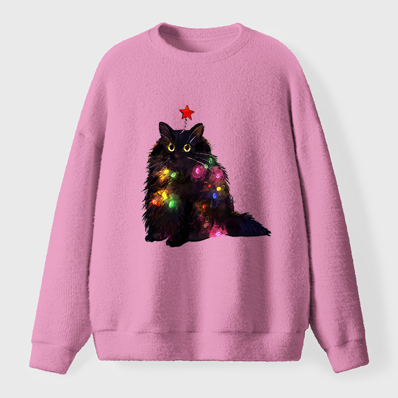 Tokyo-Tiger Christmas Lights Cat Fuzzy Sweatshirt