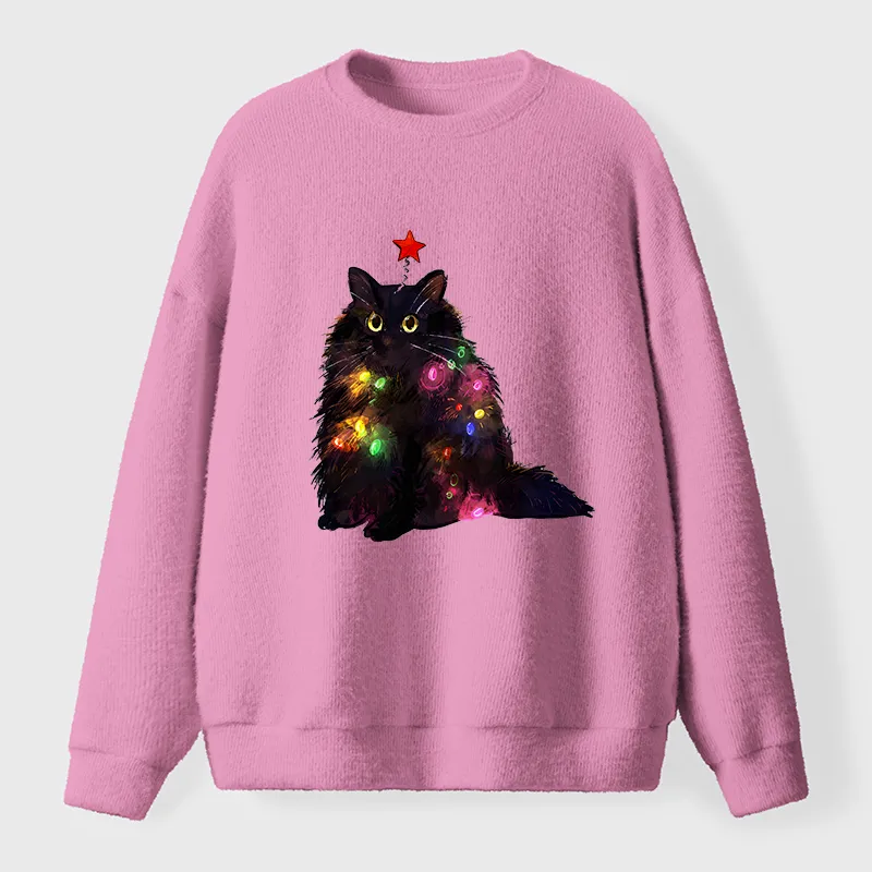 Tokyo-Tiger Christmas Lights Cat Fuzzy Sweatshirt