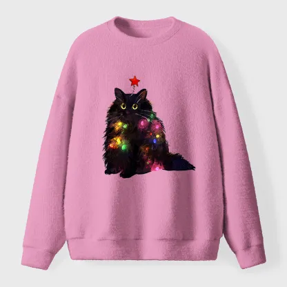 Tokyo-Tiger Christmas Lights Cat Fuzzy Sweatshirt