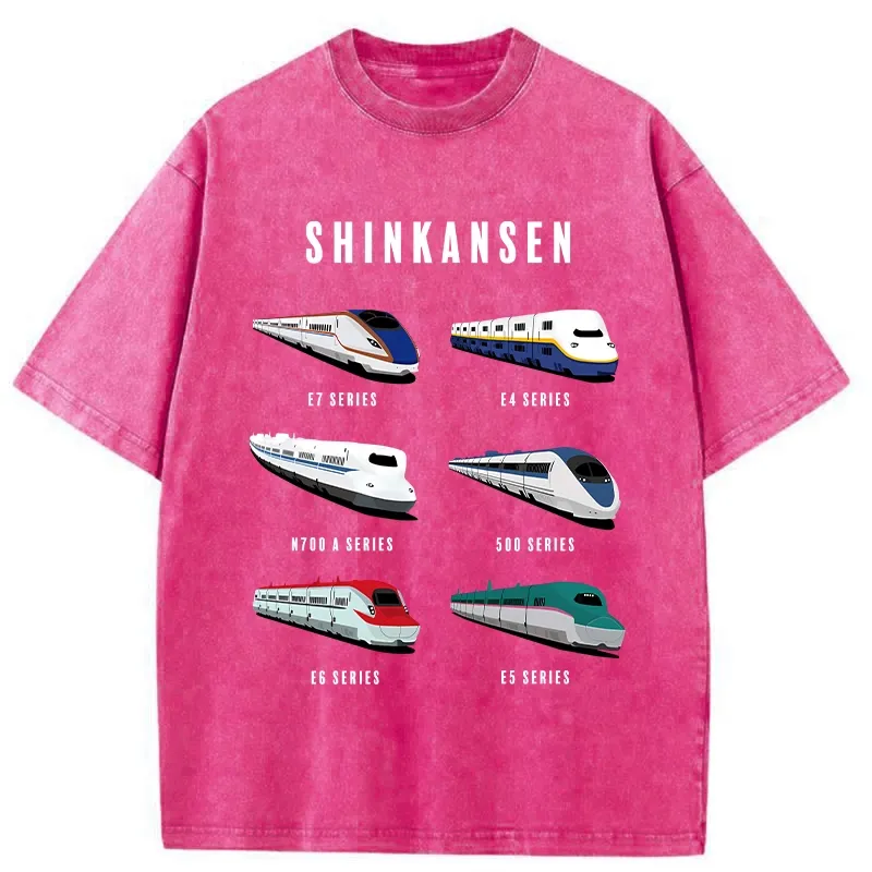 Tokyo-Tiger Shinkansen Bullet Trains Washed T-Shirt