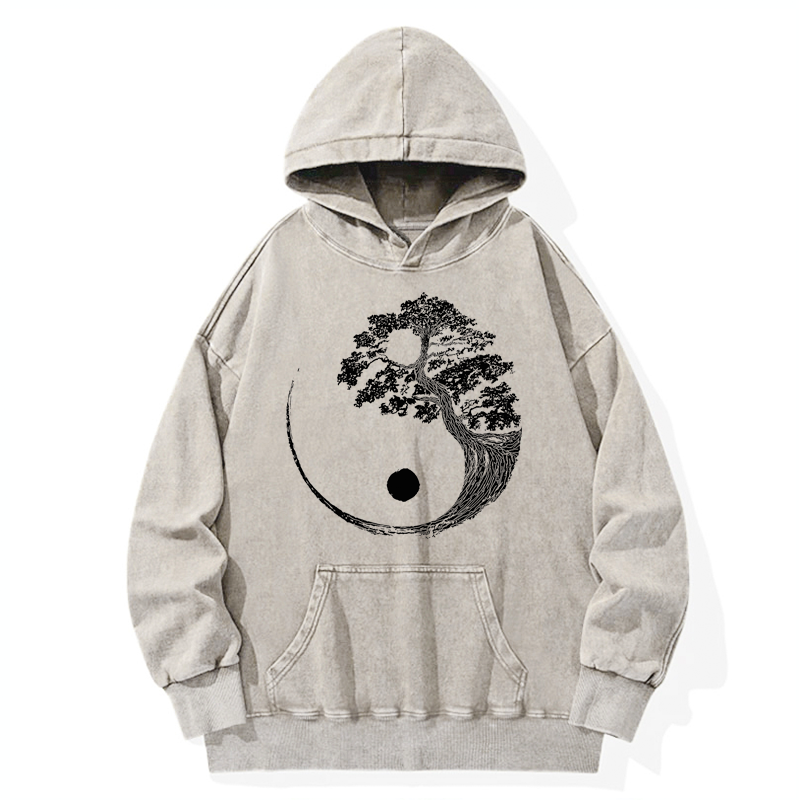 Tokyo-Tiger Yin-Yang Tai Chi Tree Washed Hoodie