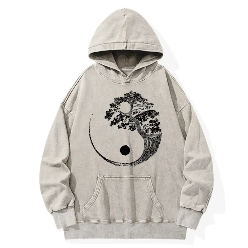 Tokyo-Tiger Yin-Yang Tai Chi Tree Washed Hoodie