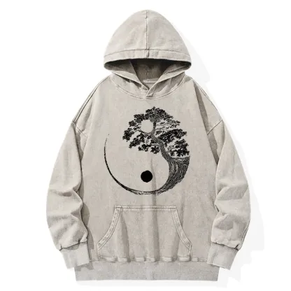 Tokyo-Tiger Yin-Yang Tai Chi Tree Washed Hoodie